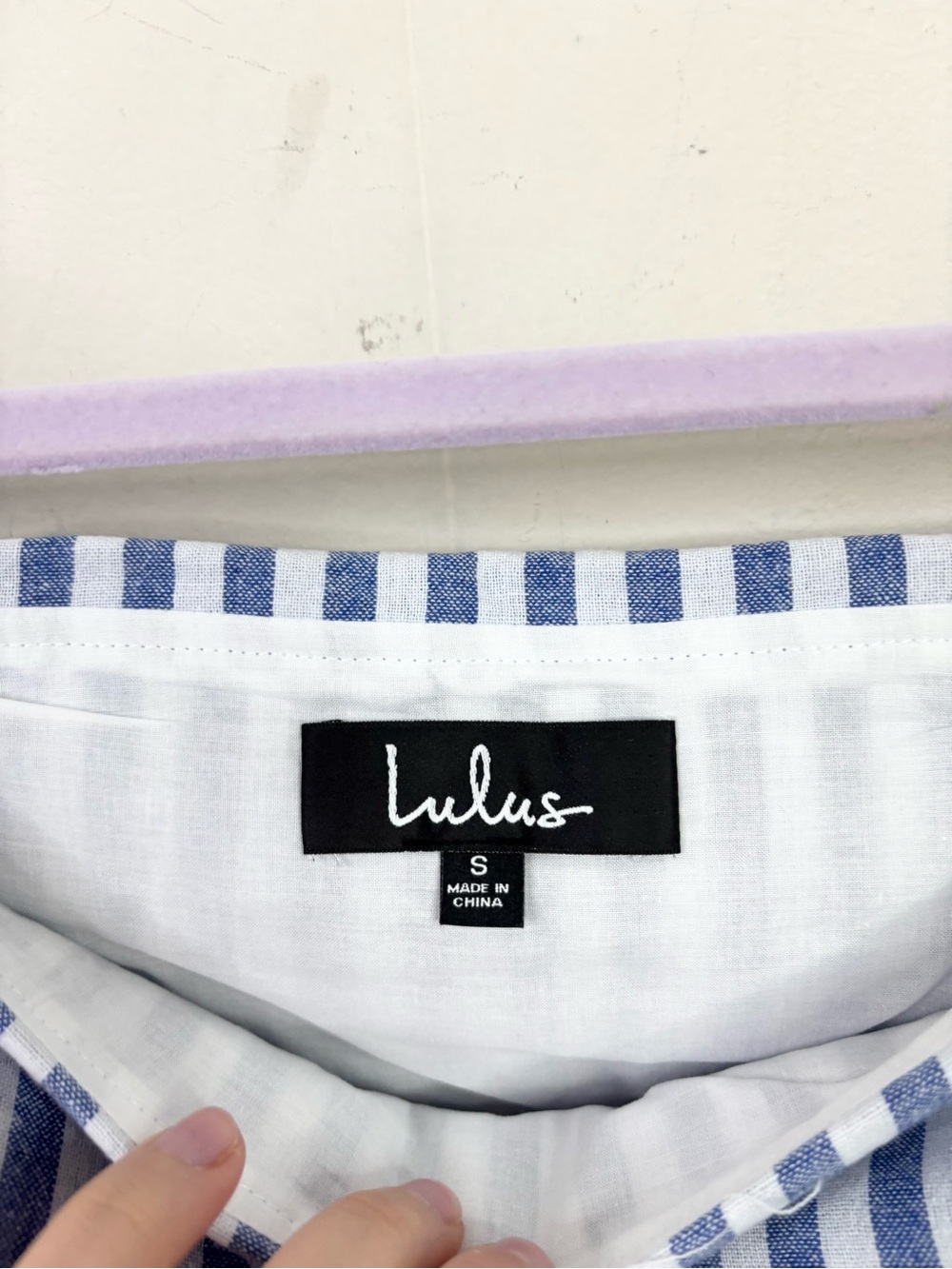 Lulus Seaside Skipper Blue Striped Off-the-Shoulder Mini Dress size SM new - Picture 5 of 6